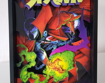 Spawn #1, figurine 3D de collection (boîte d'ombre) pour gamers, image de comics