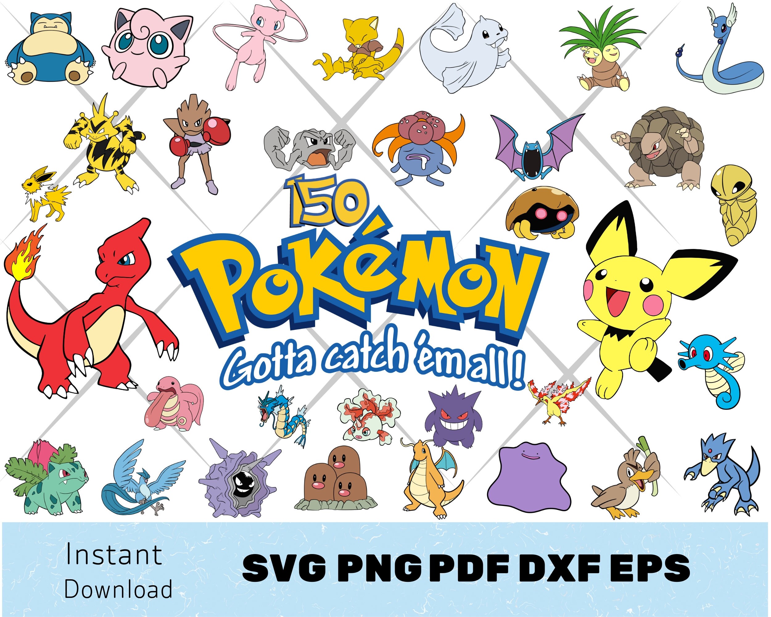 Pokemon 150 Sticker Bundle - Clipart Sticker PNG, Cartoon Character ...