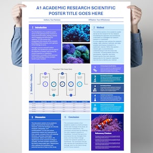 Plantilla de póster científico académico A1 para PowerPoint. ¡Haga que su investigación brille!