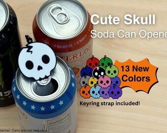 Cute Skull | Soda Can Opener with Keychain Strap - Accessibility Mobility Fall Gift for arthritis, nails, fingers