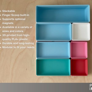 Show the bins from a top view, with a list of features