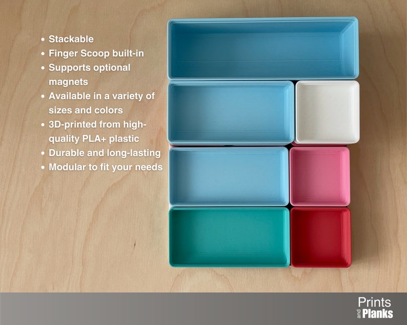 Show the bins from a top view, with a list of features