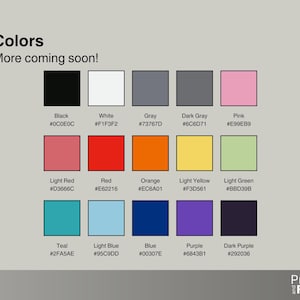List of available colors