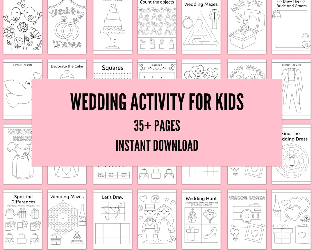 Kids Wedding Activity Sheets - Printable Coloring Pages (digital ...