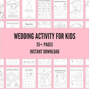 Kids Wedding Activity Sheets,  Printable Coloring Wedding Activities for Kids, Table Games for Kids at Wedding, Printable Wedding Activities