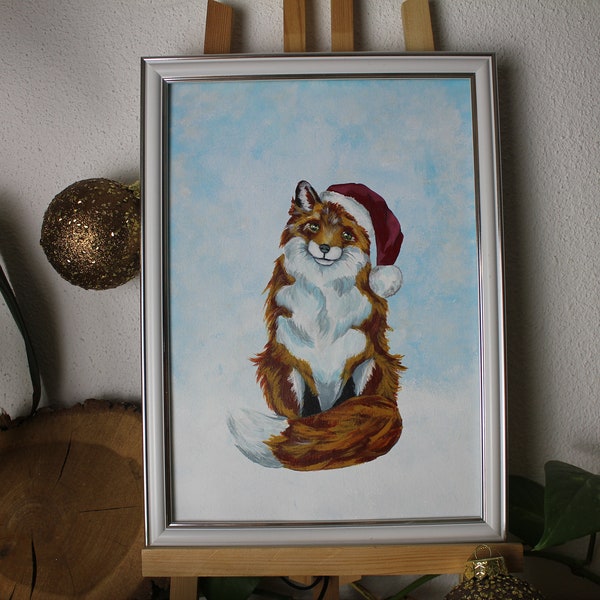 Toile peinture Acrylique : Le renard de Noël