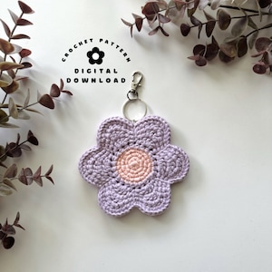 Gehaakte kleine 3D tashanger bloemen | Haakpatroon | Bloembedels | PDF-patroon | Tashangers | Tasaccessoires