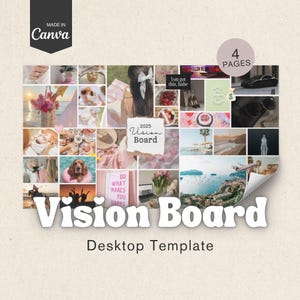 2025 Vision Board Kit with Editable Templates and PLR Resell Rights | 88-Page Canva Digital Download for Goal Setting