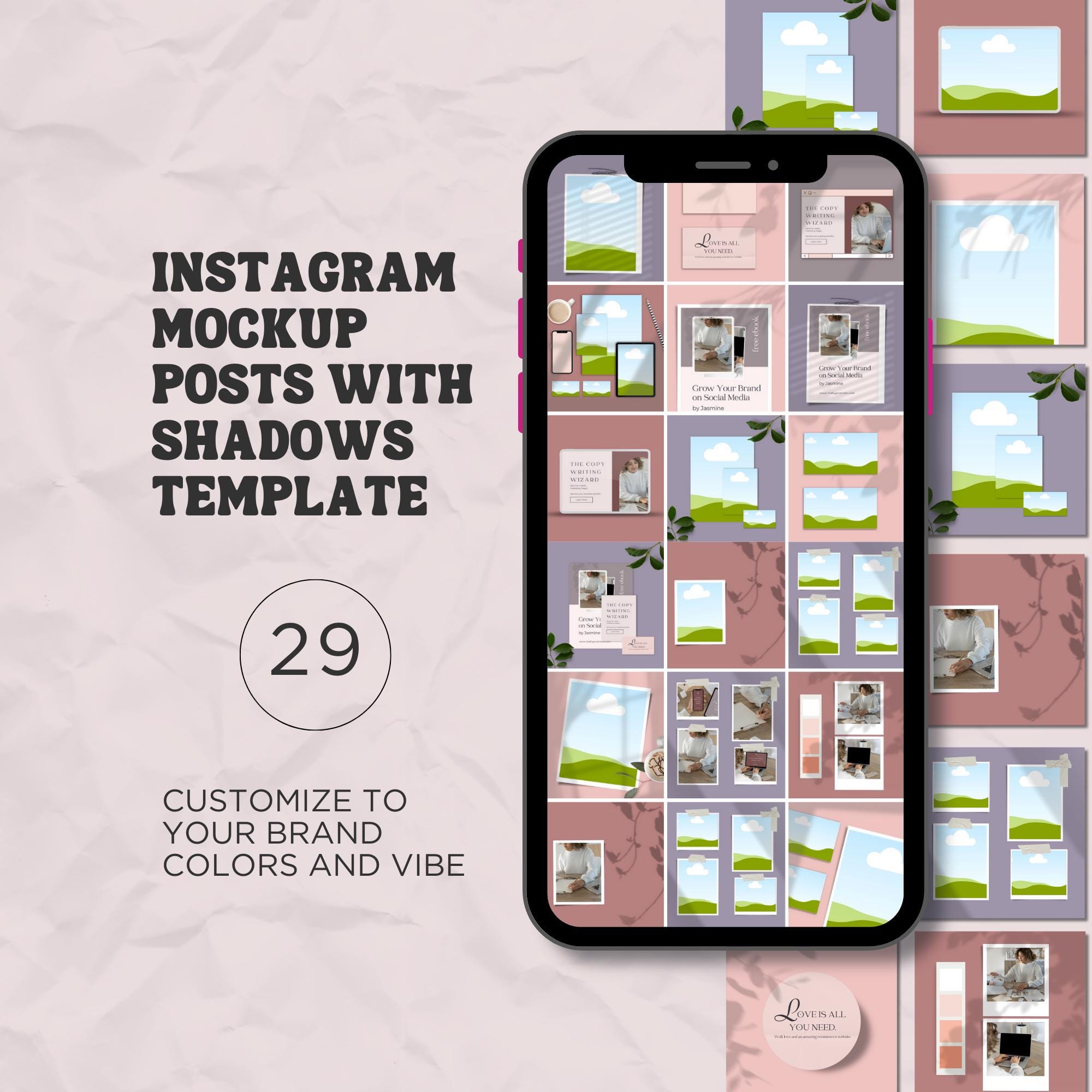 Mockup Instagram Social Media Canva Templates With Natural Shadows, IG ...