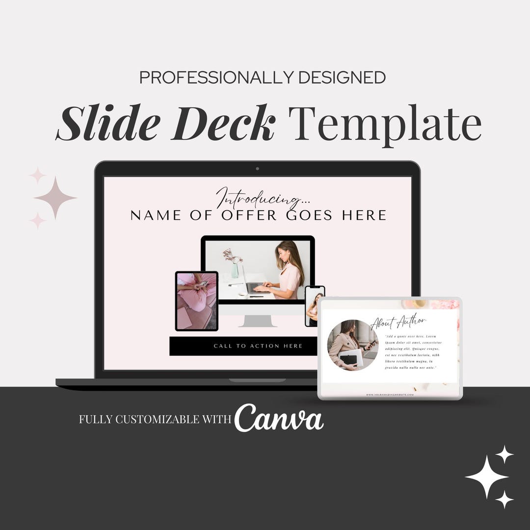 Slide Deck Canva Template | 60 Editable Presentation Slides | Webinar ...