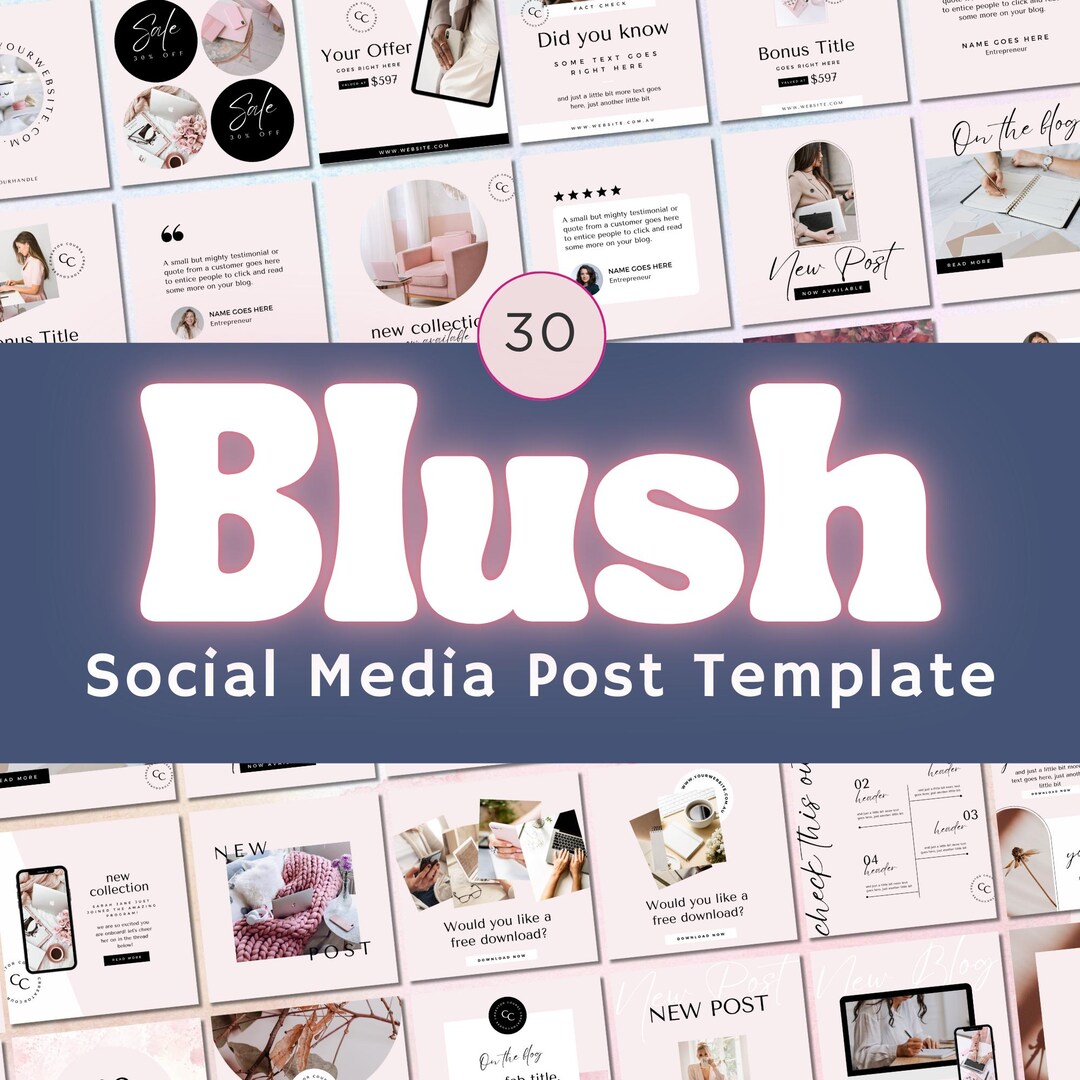 30 Blush Instagram Templates | Simplistic Social Media Posts for Course ...