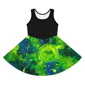 Green Galaxy Girls&#39; Sleeveless Sundress (AOP)