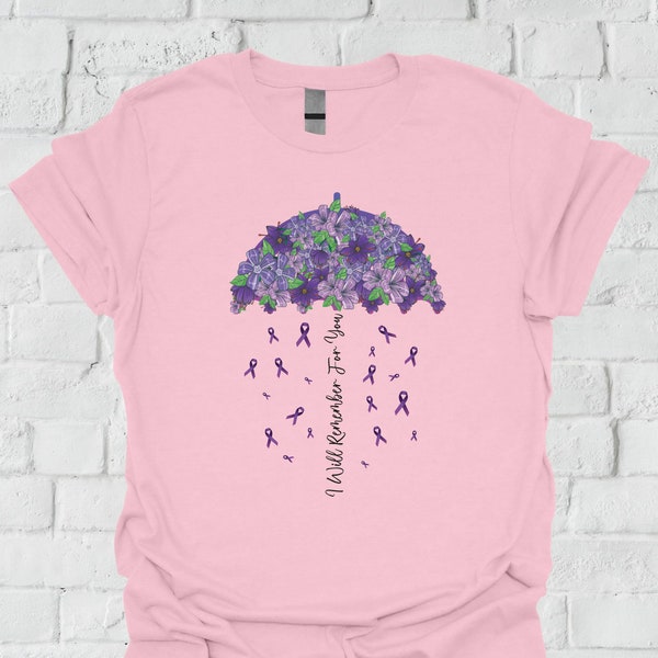Alzheimer Flower T-shirt, Dementia Family Support Shirt, Mother’s Day Gifts for Mom, Grandma, Awareness Month Shirt, I Will Remember For You