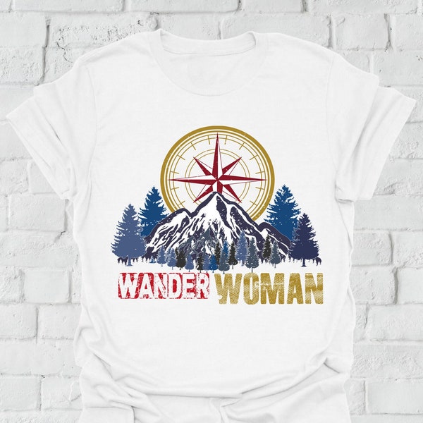 Wander Women Hiker T-Shirt, Summer Camping Sweatshirt, Funny Forest Camper Tees, Hiking Vacation Hoodie for Teen Girls