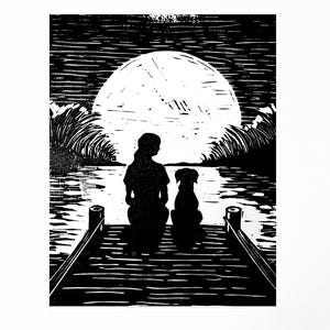 Best Friend - Stampa artistica con passepartout e senza cornice. Progettata, intagliata e stampata a mano. Il prodotto potrebbe variare leggermente dall'immagine mostrata.