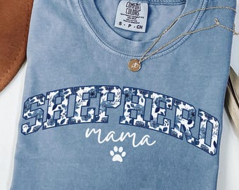 Blommig schäferskjorta, schäferskjorta, schäfermammaskjorta, herdemamma-t-shirt, hundägarepresent, vildblommapälsmamma