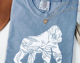 Comfort Colors Floral Gorilla Shirt, Cute Gorilla Shirt, Gorilla Shirt, Gorilla Tshirt, Gorilla Gift, Animal Lover Shirt, Gorilla Lover Gift