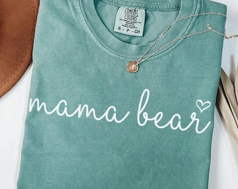 Camisa de mamá osa con corazón de colores cómodos, linda camisa de mamá osa, linda camisa para mamá, camisa para mamá, regalo del Día de la Madre