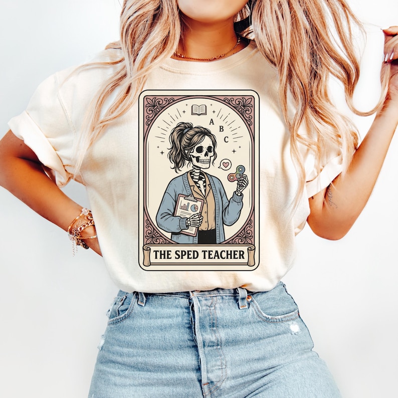 Camiseta de profesor de Tarot, camiseta de profesor de Tarot, camiseta de profesor de Tarot con esqueleto, camiseta vintage de profesor de Tarot con esqueleto, camiseta vintage de profesor de Tarot imagen 2