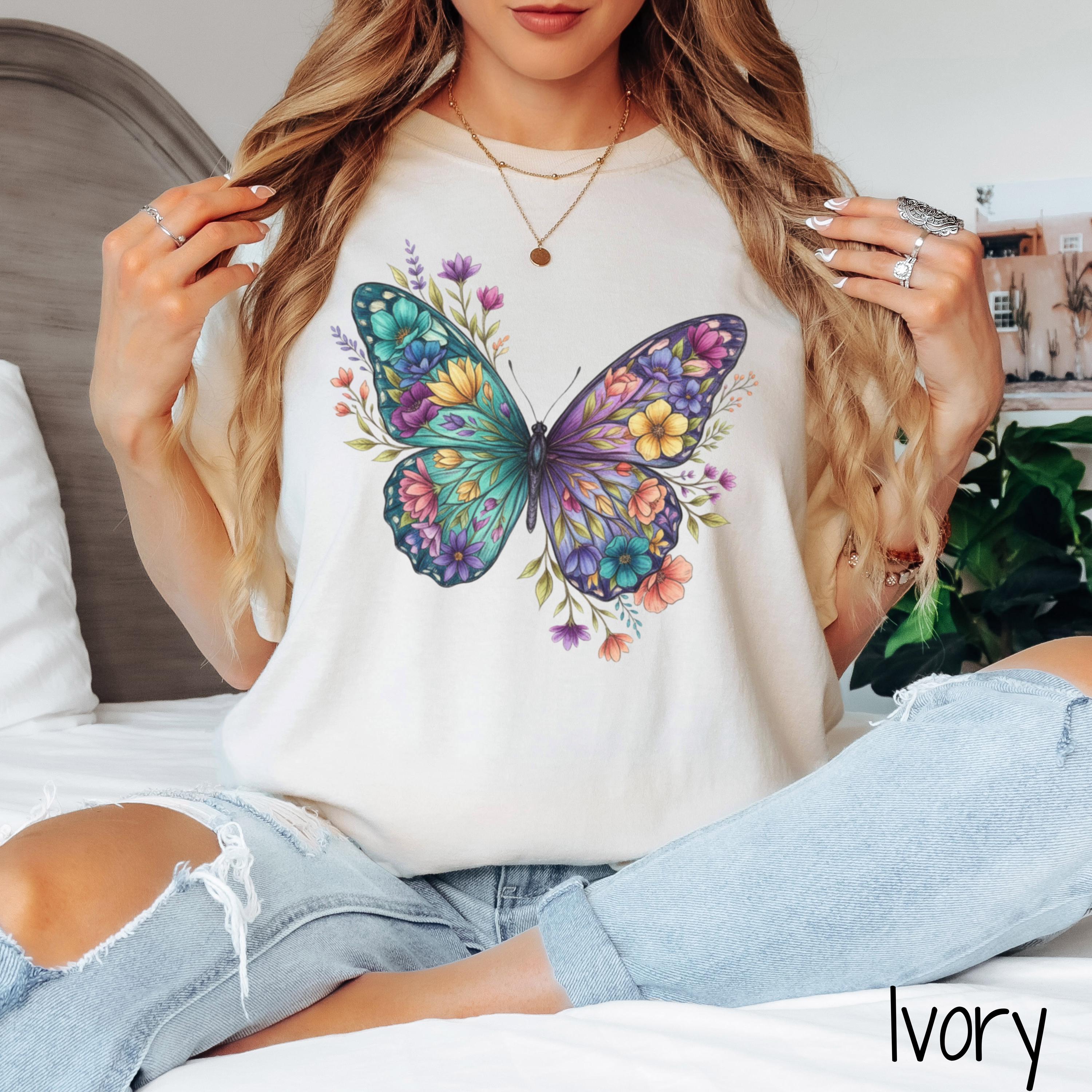 Comfort Colors® Floral Butterfly Shirt, Animal Lover Tee, Butterfly T ...