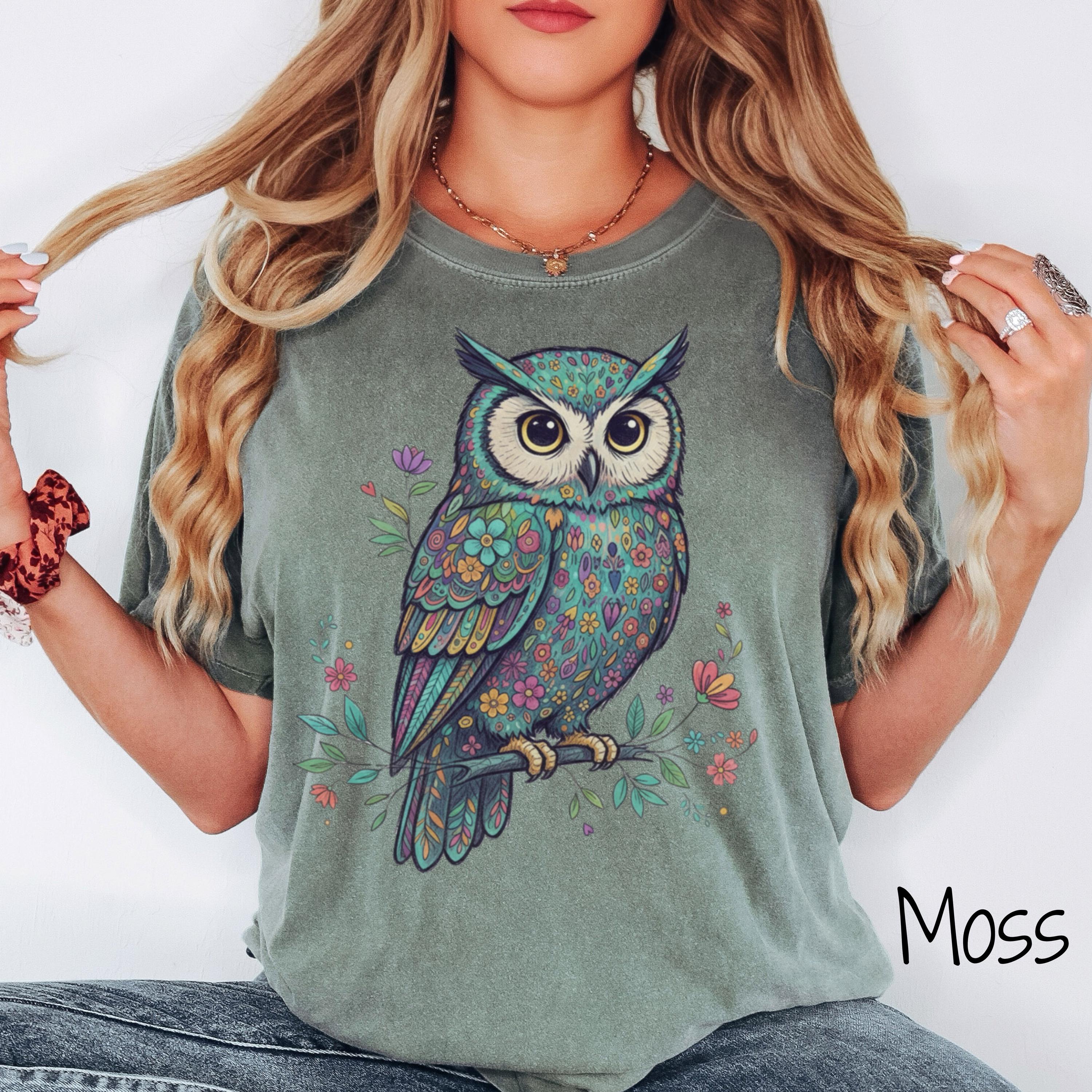 Comfort Colors&reg; Floral Owl Shirt, Animal Lover Tee, Owl T Shirts, Trendy Tee, Gift for Her, Owl 