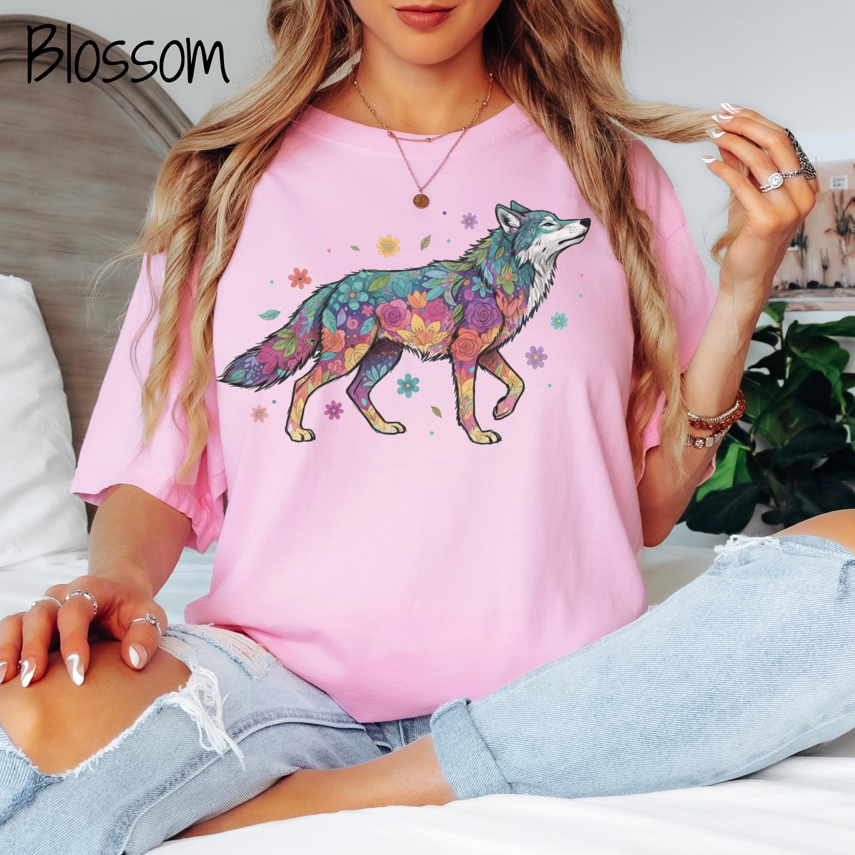 Comfort Colors® Floral Wolf Shirt, Animal Lover Tee, Wolf T Shirts ...