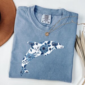 Comfort Colors Floral Dolphin Shirt, Dolphin Lover Shirt, Cute Dolphin Shirt, Animal Lover Shirt, Floral Dolphin T-Shirt, Dolphin Shirts