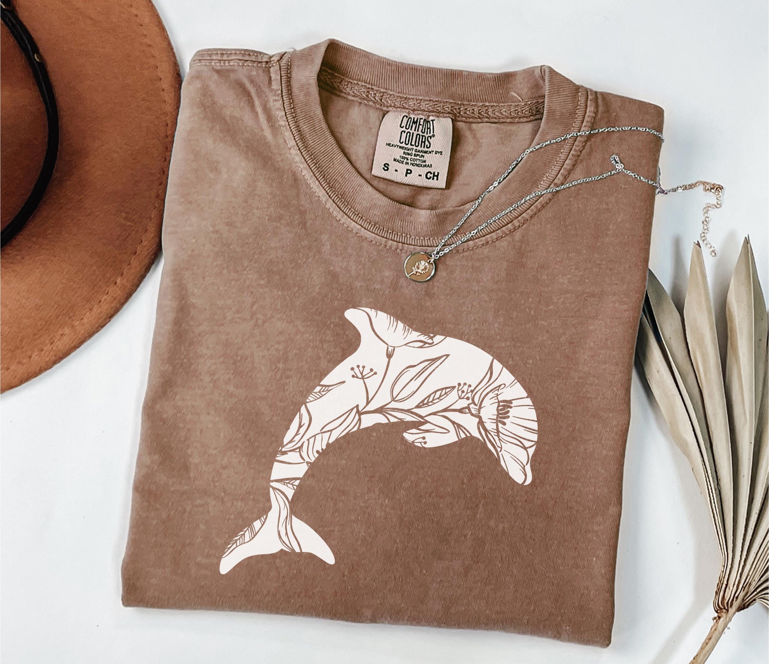 Comfort Colors Floral Dolphin Shirt, Dolphin Lover Shirt, Cute