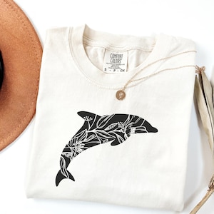 Comfort Colors Floral Dolphin Shirt, Dolphin Lover Shirt, Cute Dolphin Shirt, Animal Lover Shirt, Floral Dolphin T-Shirt, Dolphin Shirts