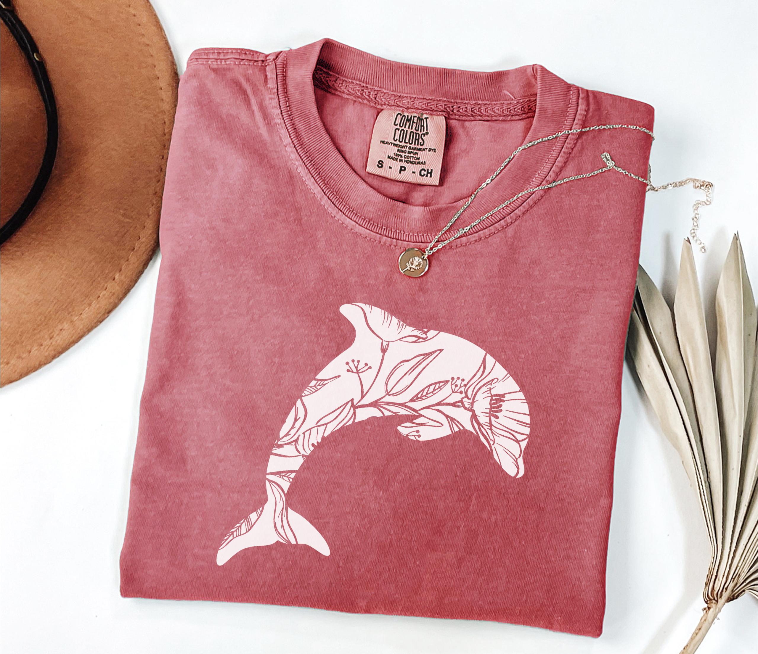 Comfort Colors Floral Dolphin Shirt, Dolphin Lover Shirt, Cute