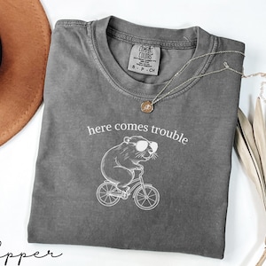 Funny Here Comes Trouble Shirt, Cute Animal Lover Shirt, Funny Animal Shirt, Animal Humor Tee, Comfort Colors Funny Animal Shirt,Funny Shirt