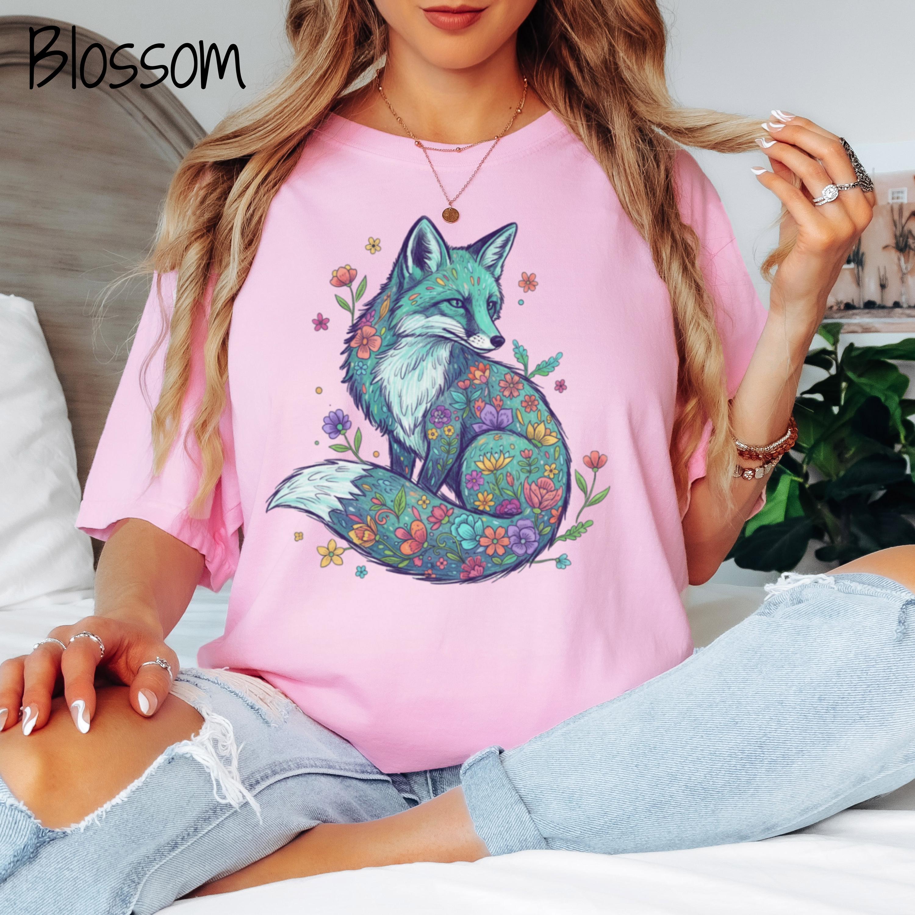 Fuchsia Fox Comfort Colors® Floral Fox Shirt, Animal Lover Tee, Fox T Shirts ...