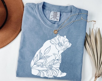 Comfort Colors Floral Bear Shirt, Bear Shirt, Floral Bear Shirt, Bear Tshirt, Bear Gift, Floral Animal Shirt,Animal Lover Shirt,Animal Shirt