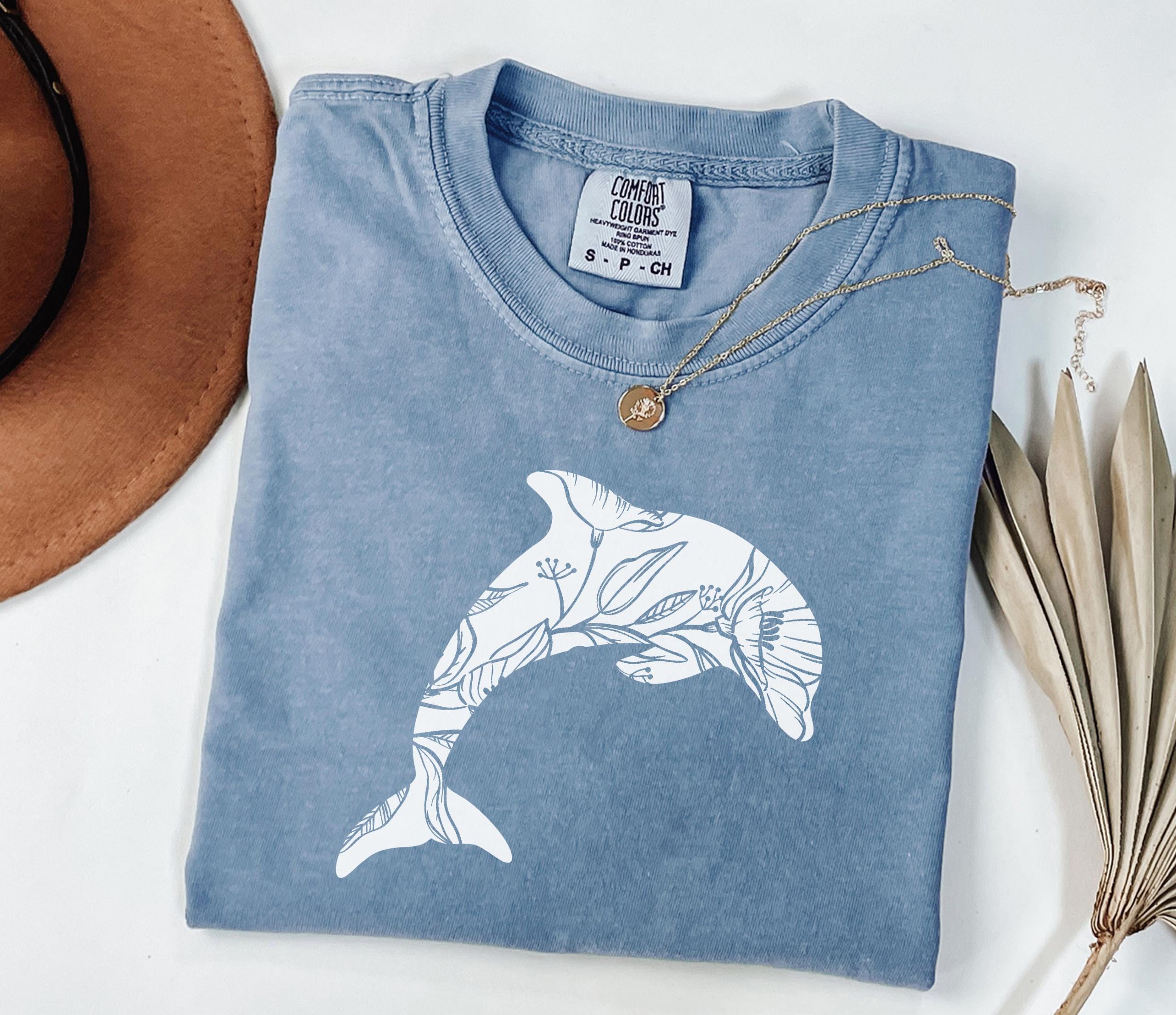 Comfort Colors Floral Dolphin Shirt, Dolphin Lover Shirt, Cute