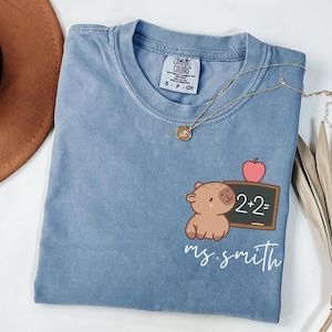 Camisa de maestro de capibara con colores cómodos, camisa de maestro de capibara, camisa de capibara, camisa de maestro personalizada, camisa de maestro personalizada, regalo para maestro