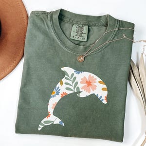 Comfort Colors Floral Dolphin Shirt, Dolphin Lover Shirt, Cute Dolphin Shirt, Animal Lover Shirt, Floral Dolphin T-Shirt, Dolphin Shirts
