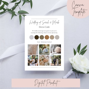 Morden Minimalist Dress Code Information Sheet, Editable Canva Template, Wedding Attire, Guest attire