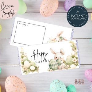 Easter Chocolate Wrapper - Printable Easter - Canva Printable - Easter Favours - Bunny Chocolate bar wrapper