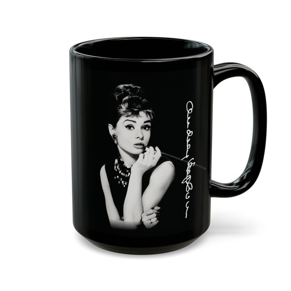 AUDREY HEPBURN Mug Old Hollywood Vintage Aesthetic Ceramic Black Coffee Mug 15oz