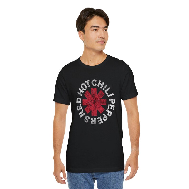 Men's Red Hot Chili Peppers Distressed Logo T-Shirt – Licensed Rock Band Tee, 100% Cotton, White, Multiple Sizes