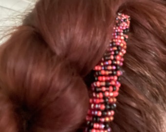 Handmade various coloured glass seed bead hair combs