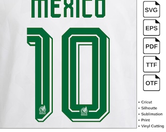 Mexico Away Football Font, Mexican Soccer Jersey Numbers, World Cup 2026 Style Font, Cricut Silhouette Cut File