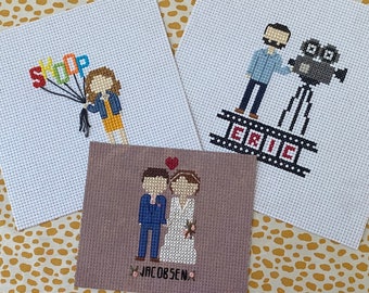 Retratos personalizados en punto de cruz
