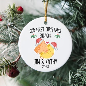 Personalized Engagement Christmas Ornament, Our First Christmas Engaged Gift, Mac and Cheese Engagement Gift, Newly Engaged Gift For Couple