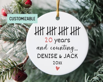 Personalized 20 Year Anniversary Gift, 20th Anniversary Ornament, Funny Tally Marks Ornament, China Anniversary Gift