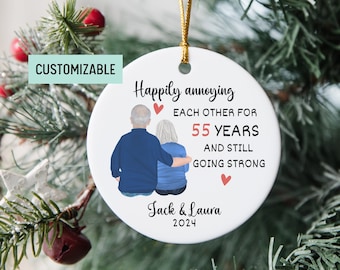 55th Anniversary Personalized Gift For Grandparents, 55 Years Wedding Anniversary Ornament, Custom Name Parent Gift, Mother's Day Gift