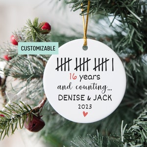 Personalized 16 Year Anniversary Gift For Husband, 16th Anniversary Ornament, Funny Tally Marks Ornament, Wedding Anniversary Gift For Wife