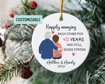Personalized 40th Anniversary Ornament Gift For Parents, 40 Years Wedding Ruby Anniversary Decorations, Grandparents Gift, Gift For Wife