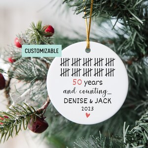 Personalized 50 Year Anniversary Gift, 50th Anniversary Ornament, Funny Tally Marks Ornament, Golden Anniversary Gift For Wife, For Husband