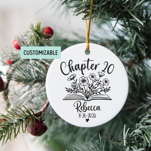 Personalized 20th Birthday Ornament For Book Lovers, Floral 20 Birthday Decor, Chapter 20 Bday Gift, Twenty Years Old Bday For Bookworms